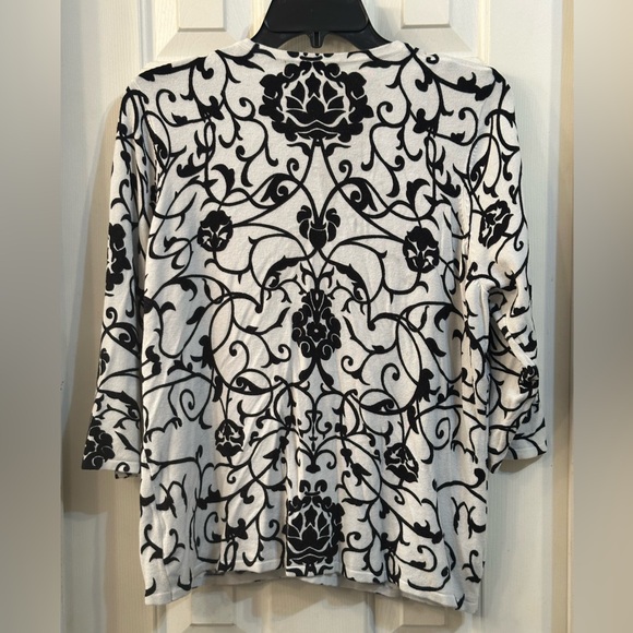 Pierri New York Black/White Button Up Sweater with 3/4 Sleeves- Size 2X - Picture 3 of 3